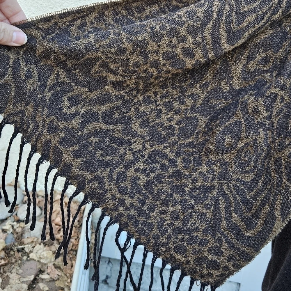 black and brown animal print scarf